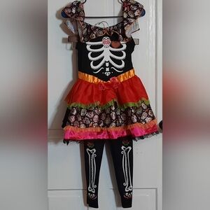 Girls SUPER Cute Skeleton Halloween Day Of The Dead  Dancing Dress And Pants Set